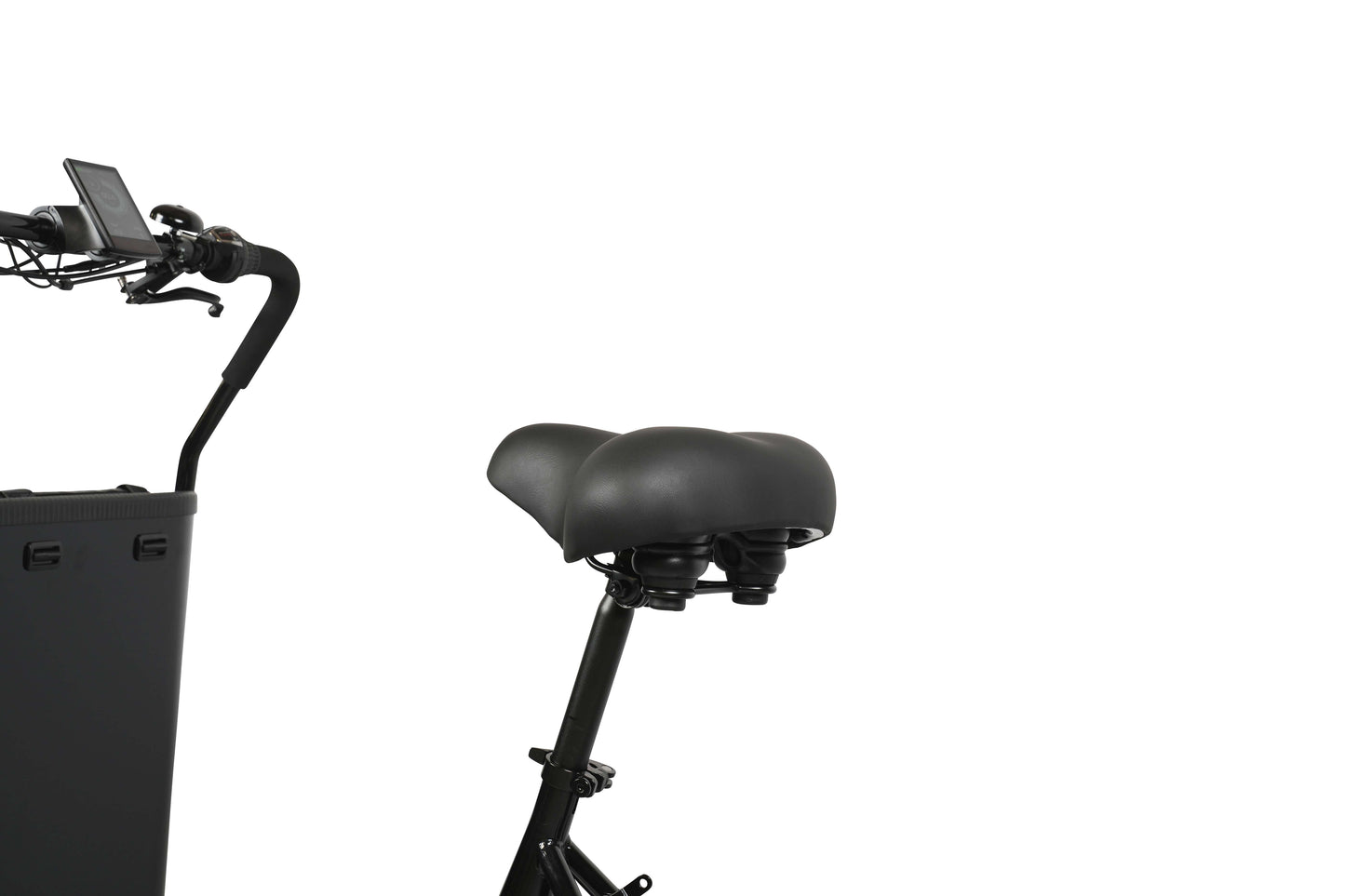 Sadlen på Lille Klaus ladcykel fra EventyrCykler