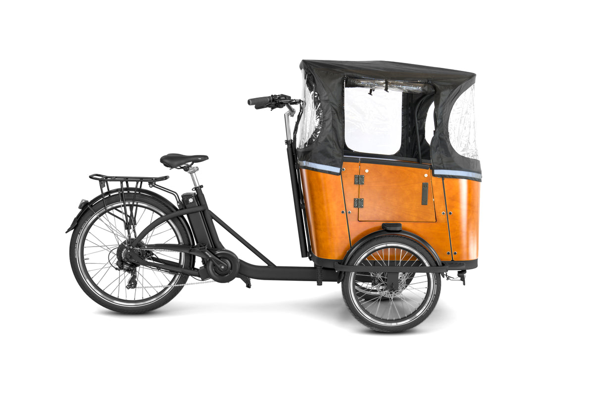 Tommelise ladcykel fra EventyrCykler fra siden med kaleche